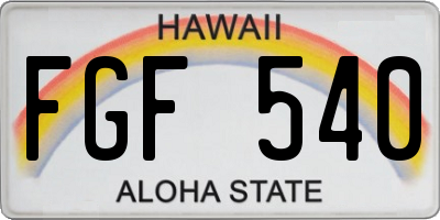 HI license plate FGF540
