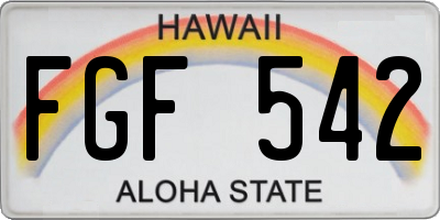 HI license plate FGF542