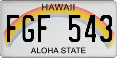 HI license plate FGF543