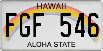 HI license plate FGF546