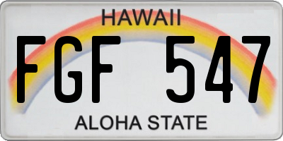 HI license plate FGF547