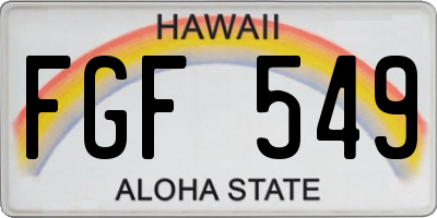 HI license plate FGF549