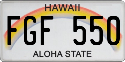 HI license plate FGF550