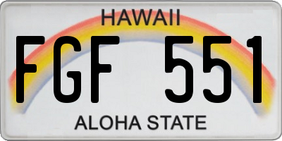 HI license plate FGF551