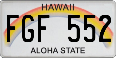 HI license plate FGF552