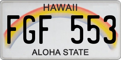 HI license plate FGF553
