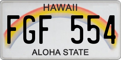 HI license plate FGF554
