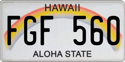HI license plate FGF560