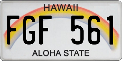 HI license plate FGF561