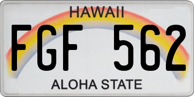 HI license plate FGF562