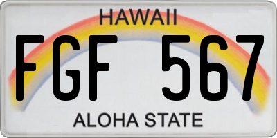HI license plate FGF567