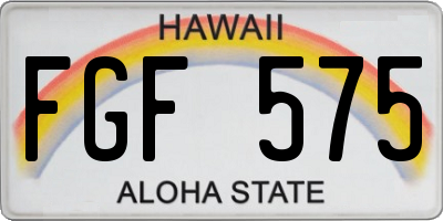 HI license plate FGF575