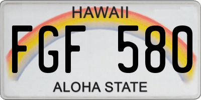 HI license plate FGF580