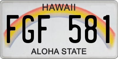 HI license plate FGF581