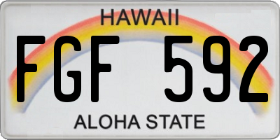 HI license plate FGF592