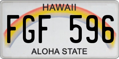 HI license plate FGF596