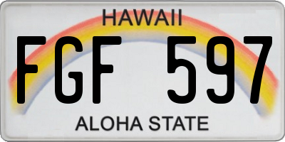 HI license plate FGF597