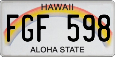 HI license plate FGF598