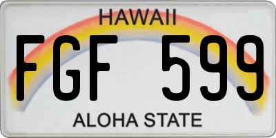 HI license plate FGF599