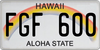 HI license plate FGF600