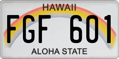 HI license plate FGF601