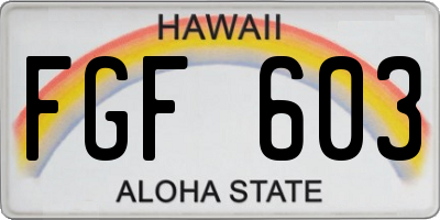 HI license plate FGF603