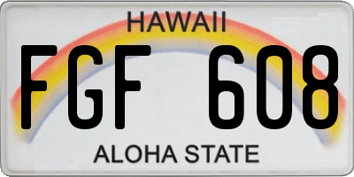 HI license plate FGF608