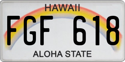 HI license plate FGF618