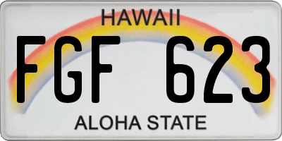 HI license plate FGF623