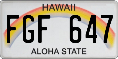 HI license plate FGF647