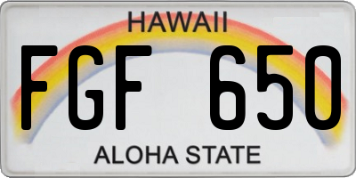 HI license plate FGF650