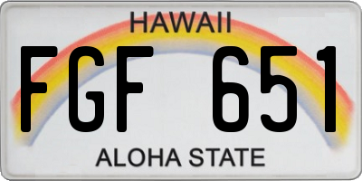 HI license plate FGF651