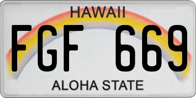 HI license plate FGF669