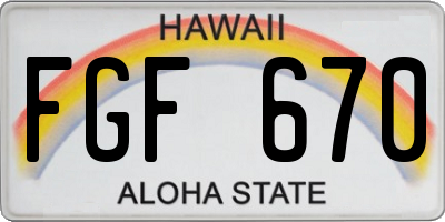 HI license plate FGF670