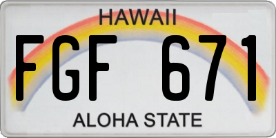 HI license plate FGF671
