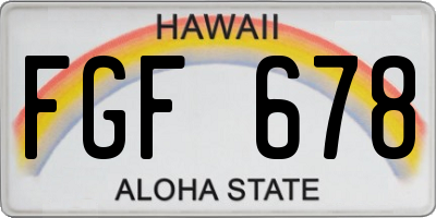 HI license plate FGF678