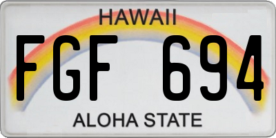 HI license plate FGF694