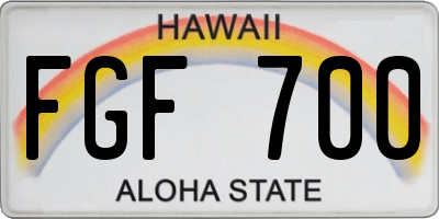 HI license plate FGF700