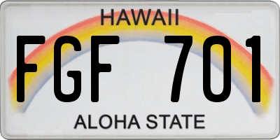 HI license plate FGF701
