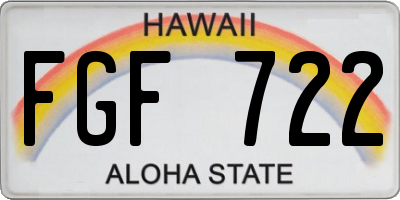 HI license plate FGF722