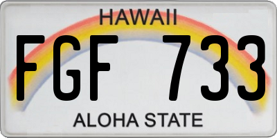 HI license plate FGF733