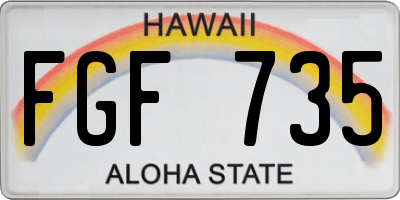 HI license plate FGF735