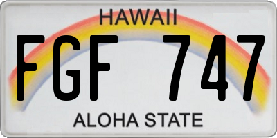 HI license plate FGF747