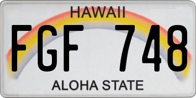 HI license plate FGF748