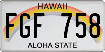 HI license plate FGF758