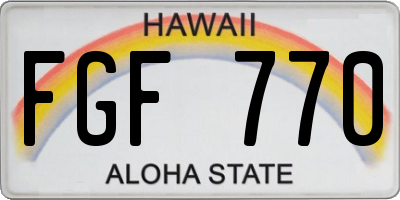 HI license plate FGF770