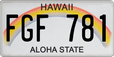 HI license plate FGF781
