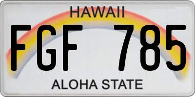HI license plate FGF785