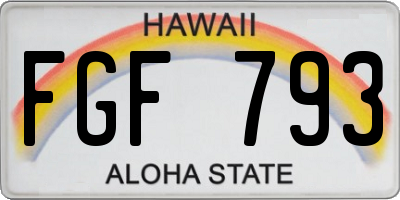 HI license plate FGF793