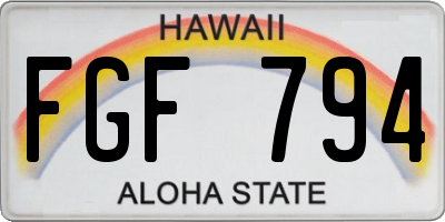 HI license plate FGF794